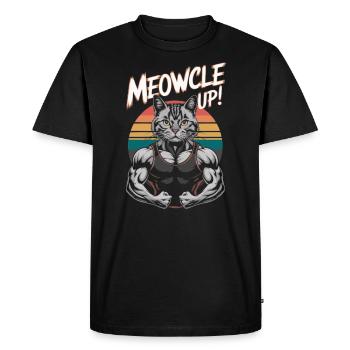 Bodybuilding Cat Fitness Workout Gym Instructor - Men's Premium Organic T-Shirt - black - Front - Nico (187cm)