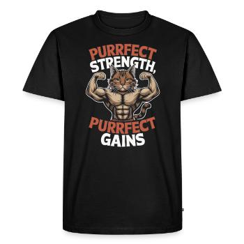 Bodybuilding Cat Fitness Workout Gym Instructor - Men's Premium Organic T-Shirt - black - Front - Nico (187cm)