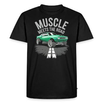 Muscle Car Carguy Voiture de collection Automobile - T-shirt Premium bio Homme - noir - Devant - Nico (187cm)
