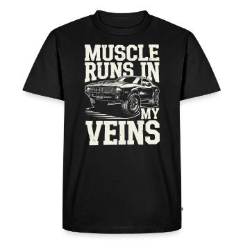 Muscle Car Carguy Voiture de collection Automobile - T-shirt Premium bio Homme - noir - Devant - Nico (187cm)