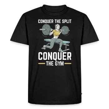 Bulgarian Squat Exercise Fitness Workout Gym - Men's Premium Organic T-Shirt - black - Front - Nico (187cm)