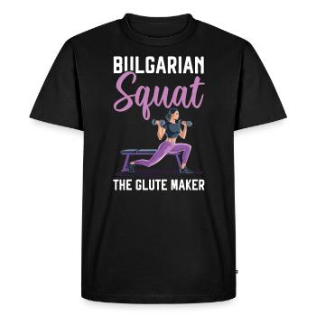 Bulgarian Squat Exercise Fitness Workout Gym - Men's Premium Organic T-Shirt - black - Front - Nico (187cm)