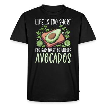 Toast à l’avocat Amateur de nourriture végétarienne Guacamole - T-shirt Premium bio Homme - noir - Devant - Nico (187cm)
