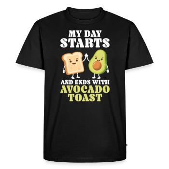 Toast à l’avocat Amateur de nourriture végétarienne Guacamole - T-shirt Premium bio Homme - noir - Devant - Nico (187cm)