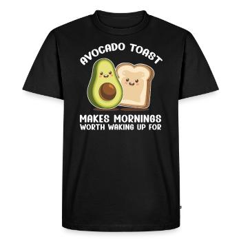 Toast à l’avocat Amateur de nourriture végétarienne Guacamole - T-shirt Premium bio Homme - noir - Devant - Nico (187cm)
