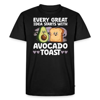 Toast à l’avocat Amateur de nourriture végétarienne Guacamole - T-shirt Premium bio Homme - noir - Devant - Nico (187cm)
