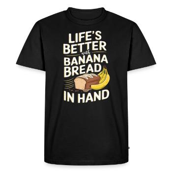 Banana Bread Eater Food Lover Breakfast Foodie - Men's Premium Organic T-Shirt - black - Front - Nico (187cm)