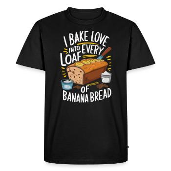 Banana Bread Eater Food Lover Breakfast Foodie - Men's Premium Organic T-Shirt - black - Front - Nico (187cm)