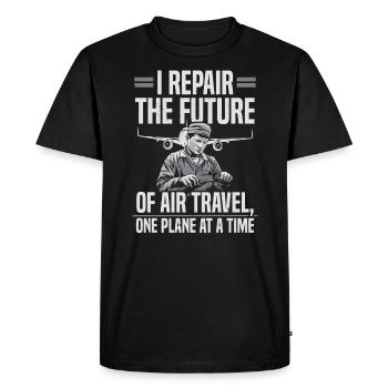 Technicien d’aéronefs Maintenance avionique Aéroport - T-shirt Premium bio Homme - noir - Devant - Nico (187cm)