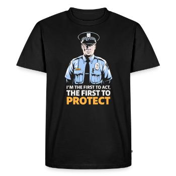 Agent de police aéroportuaire Aviation Carrières Emploi - T-shirt Premium bio Homme - noir - Devant - Nico (187cm)
