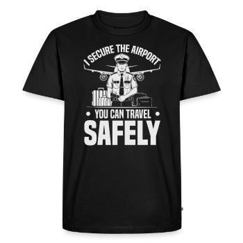 Agent de police aéroportuaire Aviation Carrières Emploi - T-shirt Premium bio Homme - noir - Devant - Nico (187cm)