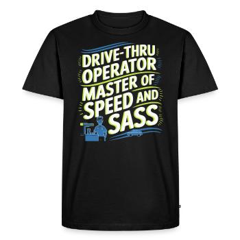 Opérateur au volant Profession Restauration rapide - T-shirt Premium bio Homme - noir - Devant - Nico (187cm)