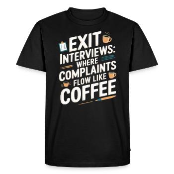 Entretien de départ d’un employé des ressources humaines - T-shirt Premium bio Homme - noir - Devant - Nico (187cm)