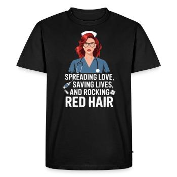 Readhead Nurse Hospital Red Hair RN Ginger Nursing - Men's Premium Organic T-Shirt - black - Front - Nico (187cm)
