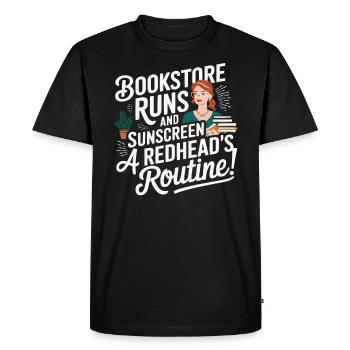 Redhead Bookworm Ginger Hair Reading Books - Men's Premium Organic T-Shirt - black - Front - Nico (187cm)