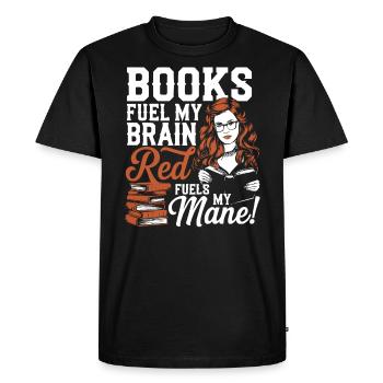 Redhead Bookworm Ginger Hair Reading Books - Men's Premium Organic T-Shirt - black - Front - Nico (187cm)