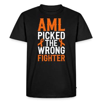 Orange Ribbon Acute Myeloid Leukemia Awareness - Men's Premium Organic T-Shirt - black - Front - Nico (187cm)
