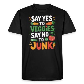 Habitudes alimentaires saines pour les enfants Manger vert - T-shirt Premium bio Homme - noir - Devant - Nico (187cm)
