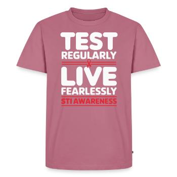Sensibilisation aux IST Infections transmissibles sexuellement - T-shirt Premium bio Homme - mauve - Devant - Nico (187cm)