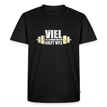 Bodybuilding - Beaucoup aide beaucoup - T-shirt Premium bio Homme - noir - Devant - Nico (187cm)