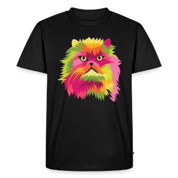 Pop Art Shirt Cat head Graphic Art Gift Tee - Men's Premium Organic T-Shirt - black - Front - Nico (187cm)