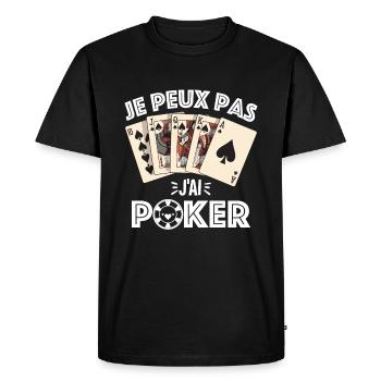 Je peux pas j'ai Poker - T-shirt Premium bio Homme - noir - Devant - Nico (187cm)