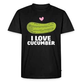 Concombre - i love cucumber - T-shirt Premium bio Homme - noir - Devant - Nico (187cm)