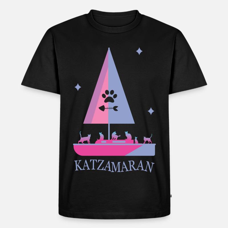 Katzamaran Boot - Männer Premium Bio T-Shirt - Schwarz