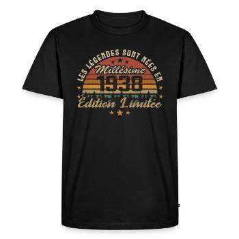 Millésime 1938 Cadeau 86e Anniversaire 86 ans - T-shirt Premium bio Homme - noir - Devant - Nico (187cm)