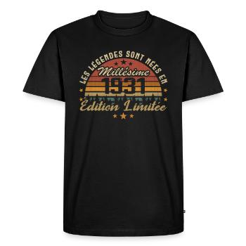 Millésime 1931 Cadeau 93e Anniversaire 93 ans - T-shirt Premium bio Homme - noir - Devant - Nico (187cm)