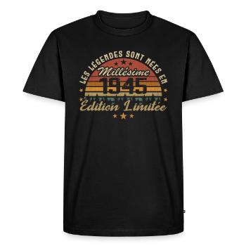 Millésime 1945 Cadeau 79e Anniversaire 79 ans - T-shirt Premium bio Homme - noir - Devant - Nico (187cm)