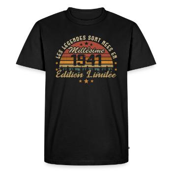 Millésime 1941 Cadeau 83e Anniversaire 83 ans - T-shirt Premium bio Homme - noir - Devant - Nico (187cm)