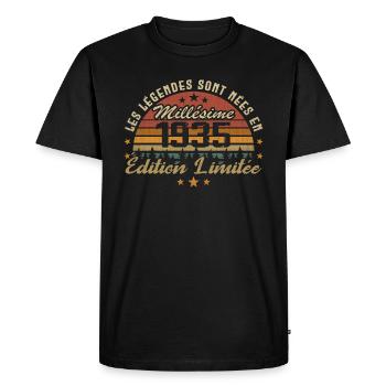 Millésime 1935 Cadeau 89e Anniversaire 89 ans - T-shirt Premium bio Homme - noir - Devant - Nico (187cm)