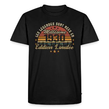 Millésime 1930 Cadeau 94e Anniversaire 94 ans - T-shirt Premium bio Homme - noir - Devant - Nico (187cm)
