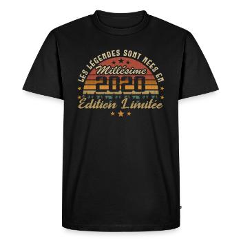 Millésime 2020 Cadeau 4e Anniversaire 4 ans - T-shirt Premium bio Homme - noir - Devant - Nico (187cm)
