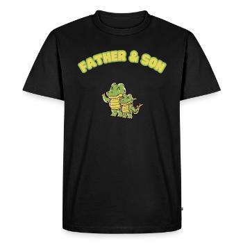 Crocodile Aligator Famille Père & Fils - T-shirt Premium bio Homme - noir - Devant - Nico (187cm)