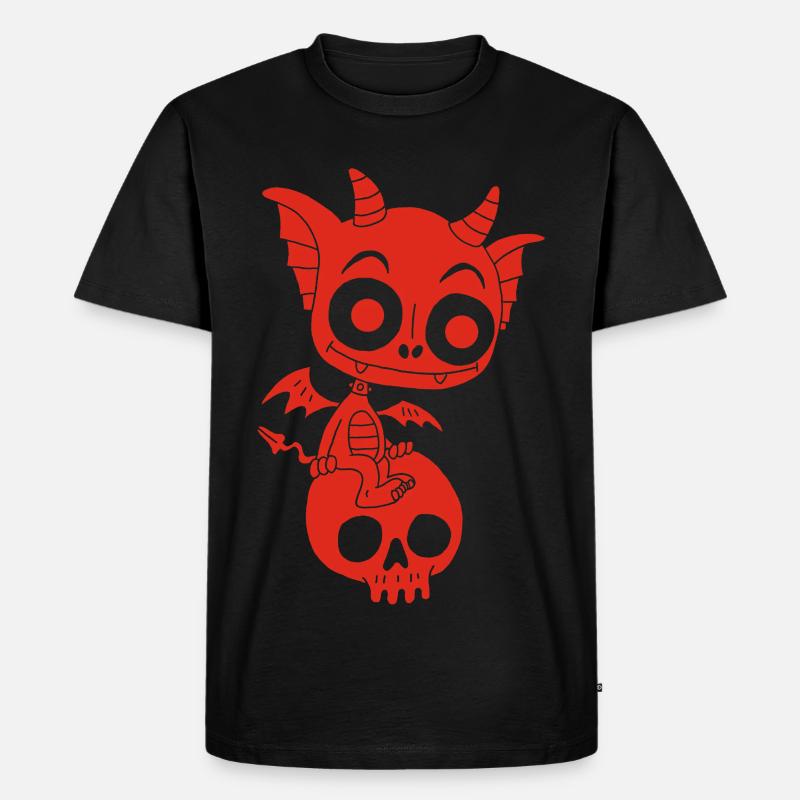 Kleiner roter Dämon ruht - Männer Premium Bio T-Shirt - Schwarz