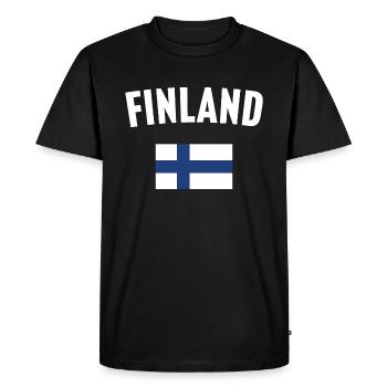 Finland Flag - Men's Premium Organic T-Shirt - black - Front - Nico (187cm)