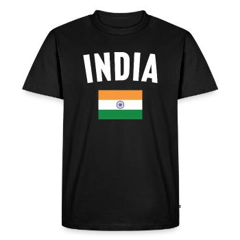 India Flag - Men's Premium Organic T-Shirt - black - Front - Nico (187cm)