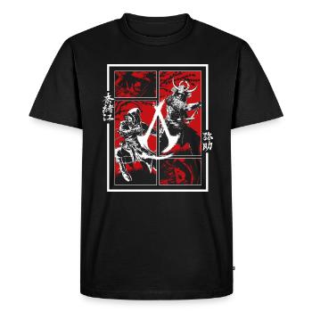 Assassin's Creed Shadows Logo Avec Naoe Et Yasuke - T-shirt Premium bio Homme - noir - Devant - Nico (187cm)