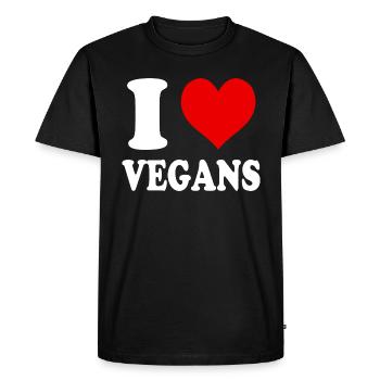 J’aime les végétaliens Végétalien Nourrir le cœur drôle - T-shirt Premium bio Homme - noir - Devant - Nico (187cm)