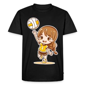 Petit joueur de volley-ball - T-shirt Premium bio Homme - noir - Devant - Nico (187cm)