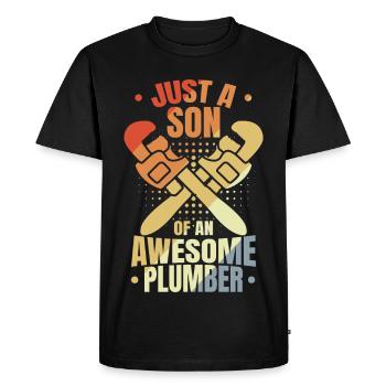 Son of a plumber - Men's Premium Organic T-Shirt - black - Front - Nico (187cm)