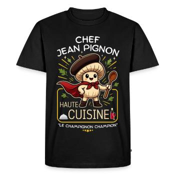 Chef Jean Pignon Haute Cuisine Champignon  - Men's Premium Organic T-Shirt - black - Front - Nico (187cm)