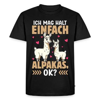 Éventail d’alpaga J’AIME JUSTE LES ALPAGAS Drôle - T-shirt Premium bio Homme - noir - Devant - Nico (187cm)