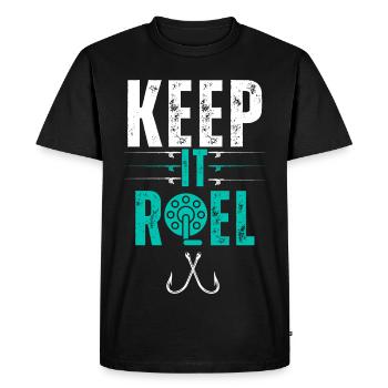 Funny Fishing Dad Angler Fisherman Keep It Reel - Men's Premium Organic T-Shirt - black - Front - Nico (187cm)