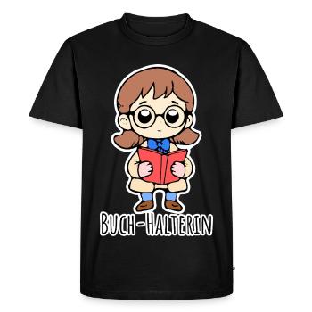 Le comptable drôle tient un livre et lit - T-shirt Premium bio Homme - noir - Devant - Nico (187cm)