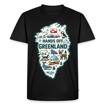 Mains hors Groenland Europe Solidarité - T-shirt Premium bio Homme - noir - Devant - Nico (187cm)