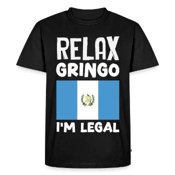 Guatemala Flag T-Shirt Pride & Home Chapín - Men's Premium Organic T-Shirt - black - Front - Nico (187cm)