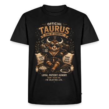Taureau Roi du Confort - Zodiaque - T-shirt Premium bio Homme - noir - Devant - Nico (187cm)